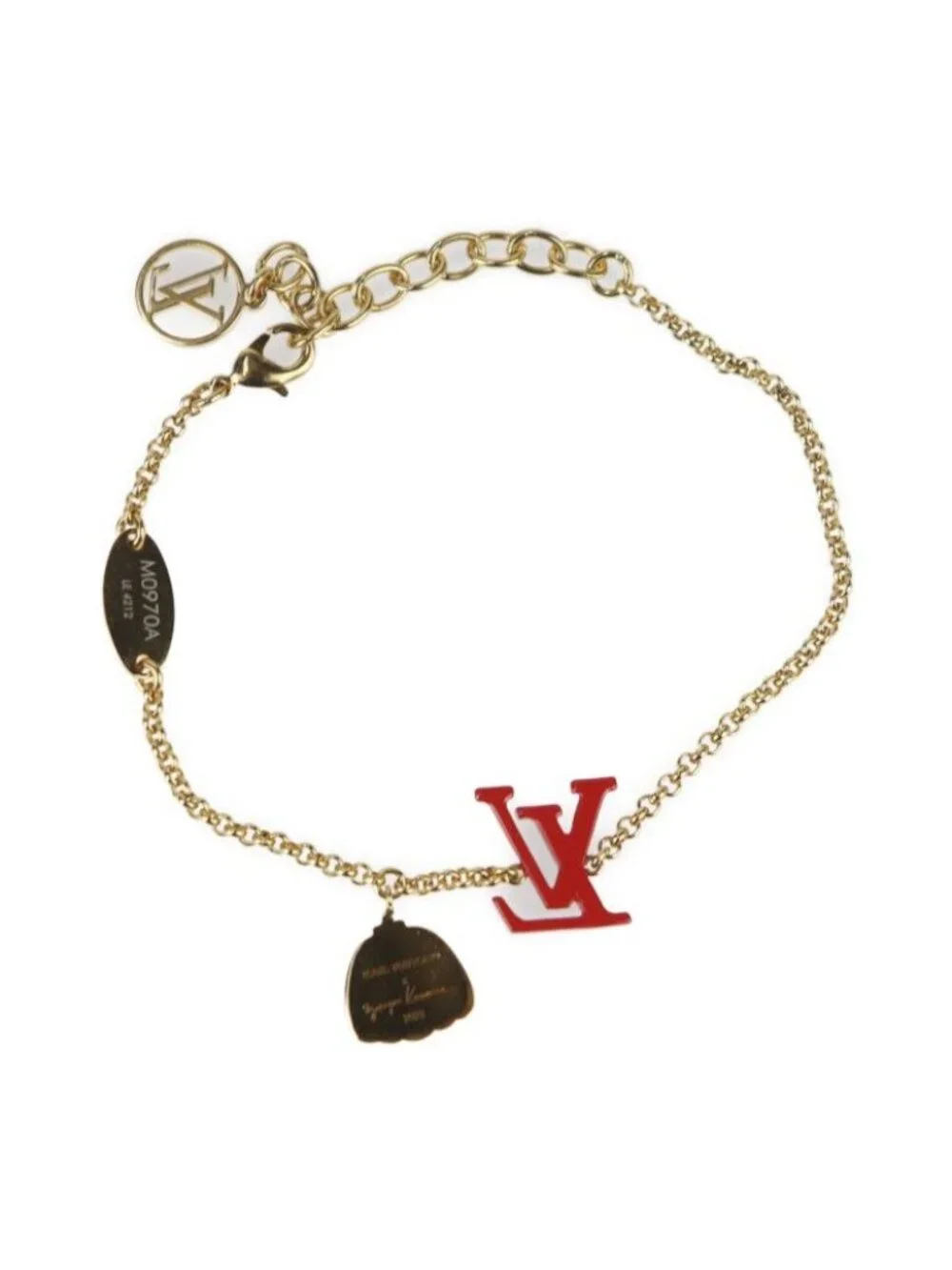 Louis Vuitton Bracelet Iconic Infinity Dot M0970 A Metal Gold Red Yayoi Kusama